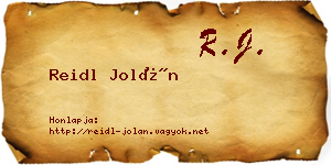 Reidl Jolán névjegykártya